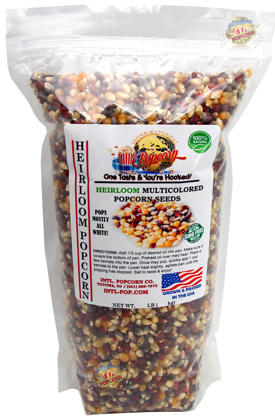 International Popcorn heirloom multicolor kernels for vibrant popping and flavor
