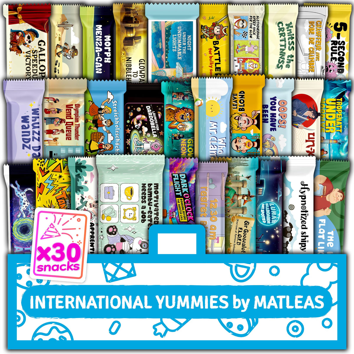 International Yummies snack box front view, gift-ready presentation that excites recipients.