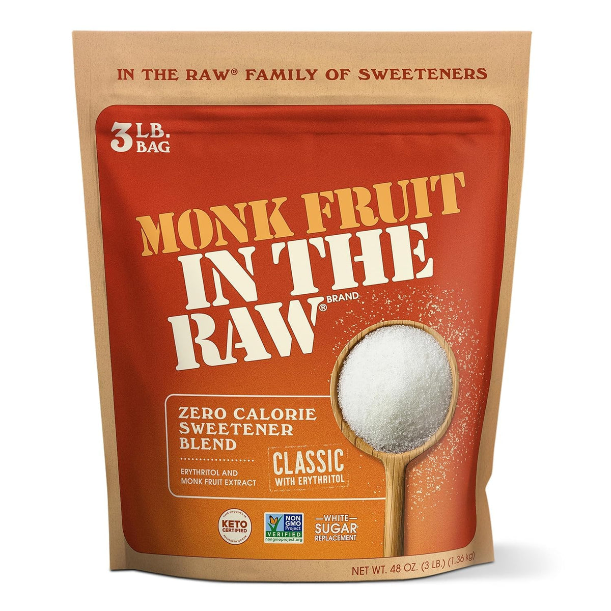 IN THE RAW Monk Fruit In The Raw pour sugar-free sweetness into a drink.