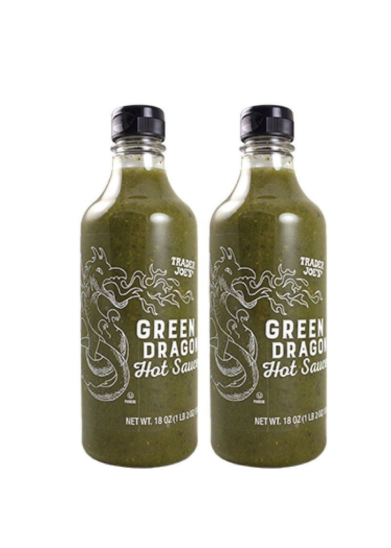 Intotal Trader Joe's Green Dragon hot sauce bottle, 2-pack, adds vibrant heat to meals