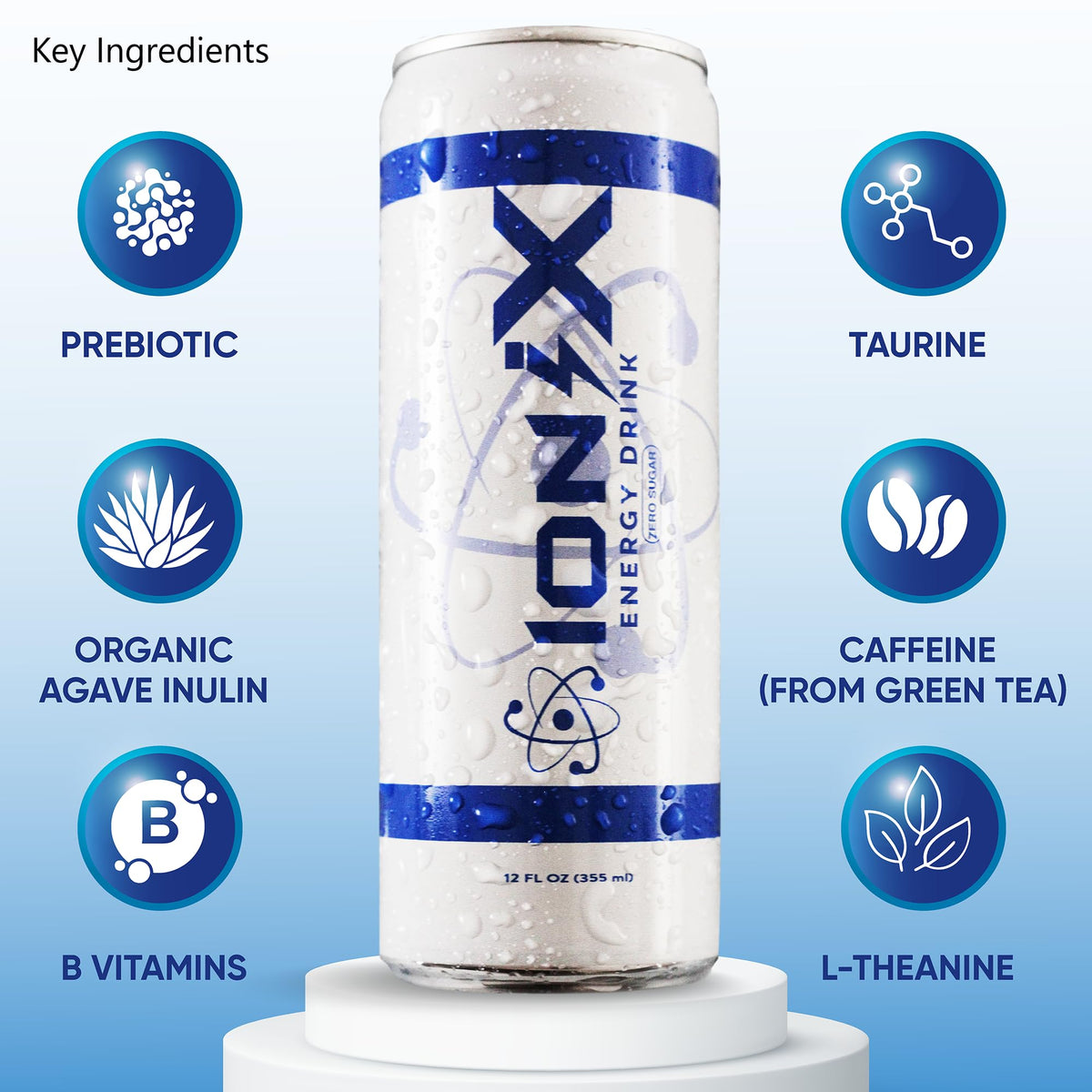 Ionix Zero Sugar Energy pour-shot shows smooth lift without jitters