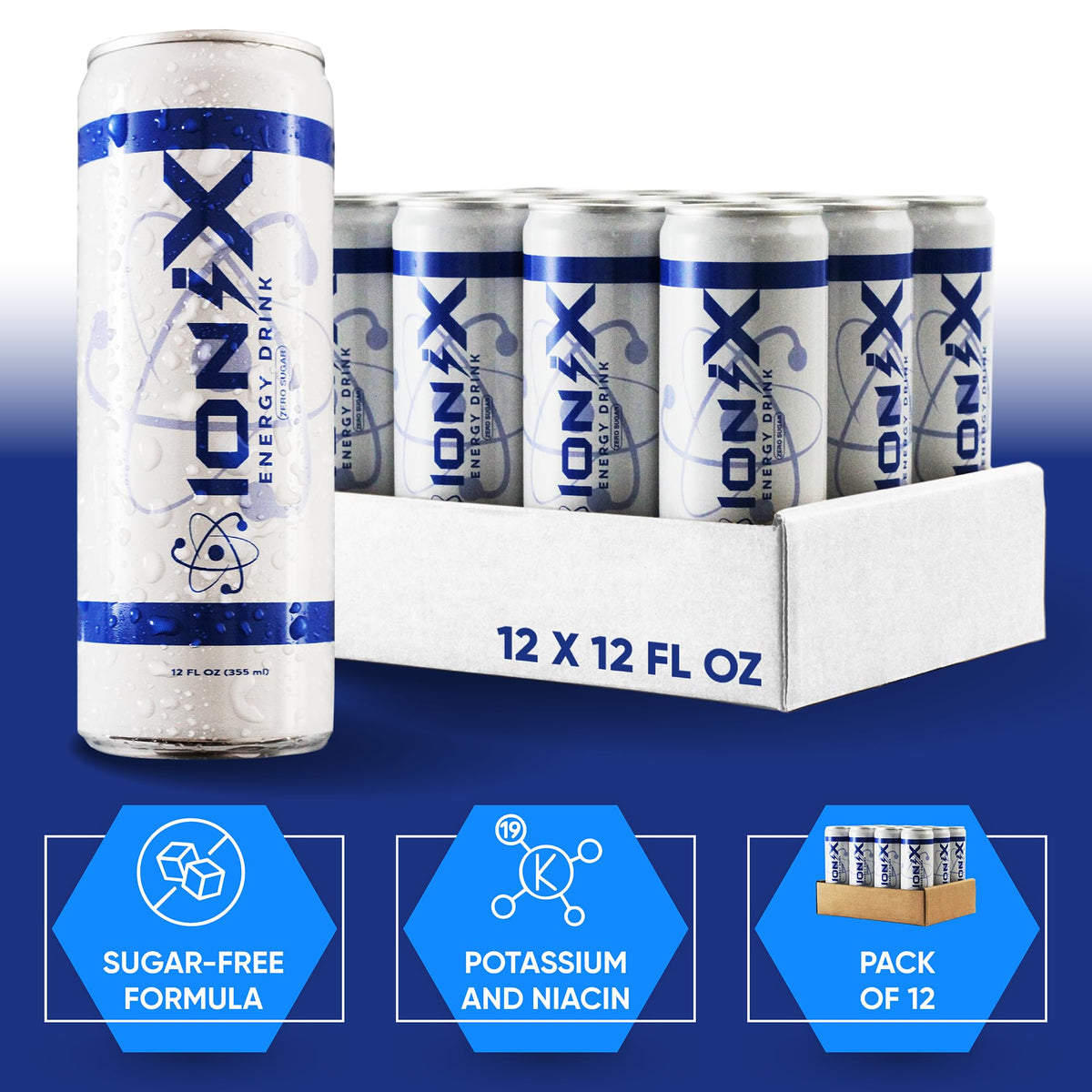 Ionix Zero Sugar Energy infographic shows green tea caffeine benefits