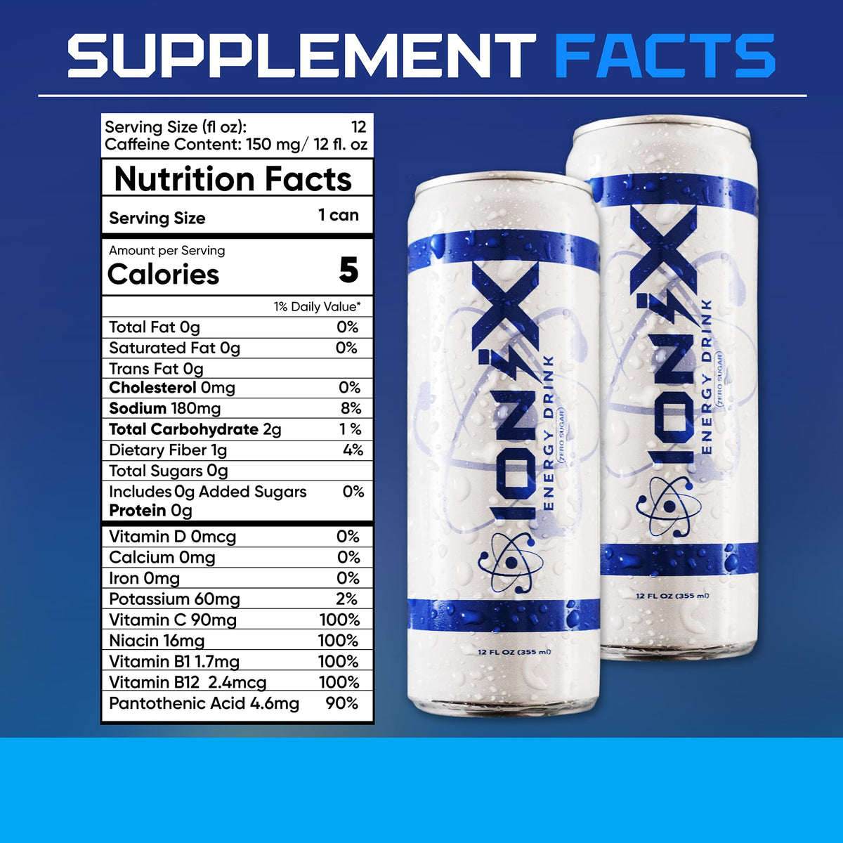 Ionix Zero Sugar Energy pack of 12 cans for busy days