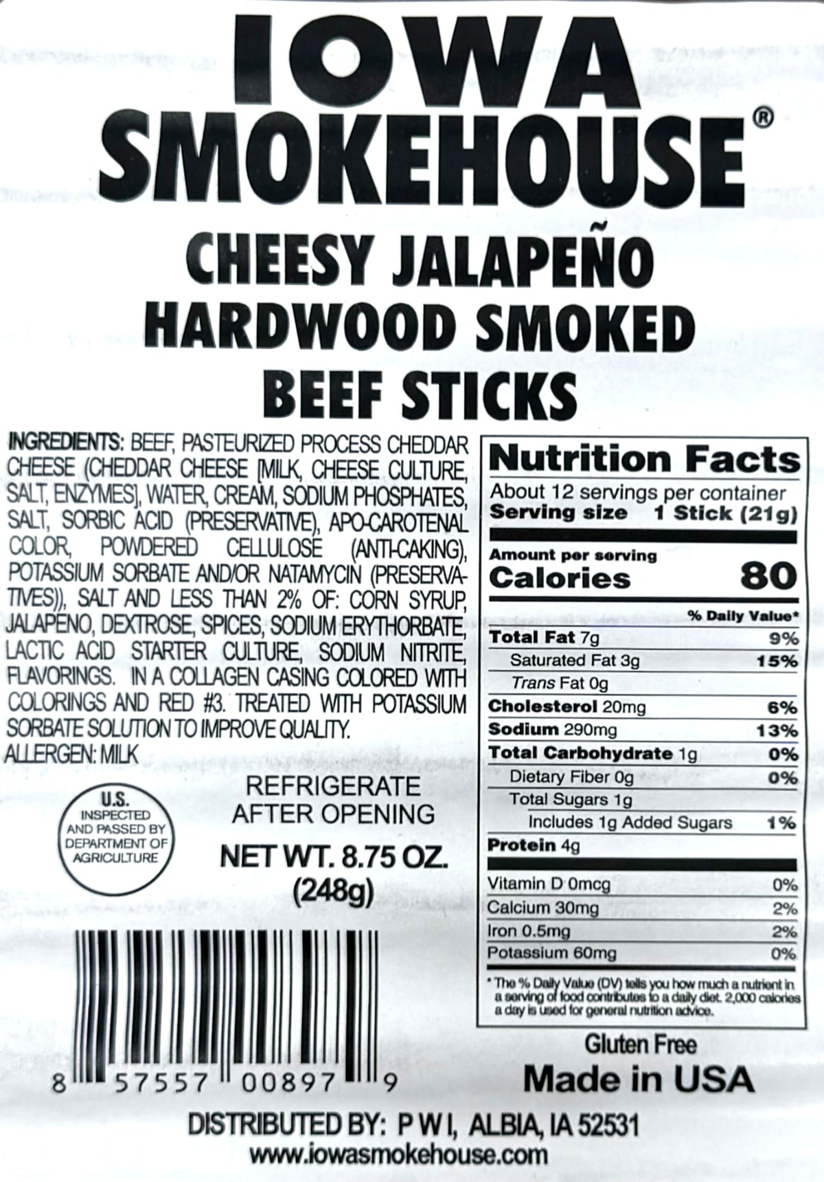 Iowa Smokehouse Cheesy Jalapeno Beef Sticks on-the-go snack for lunchboxes.