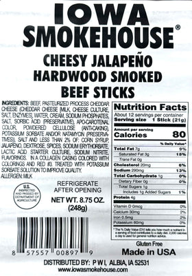 Iowa Smokehouse Cheesy Jalapeno Beef Sticks on-the-go snack for lunchboxes.