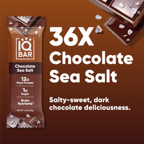 IQBAR Chocolate Sea Salt bar on desk snack for convenient daytime nutrition.