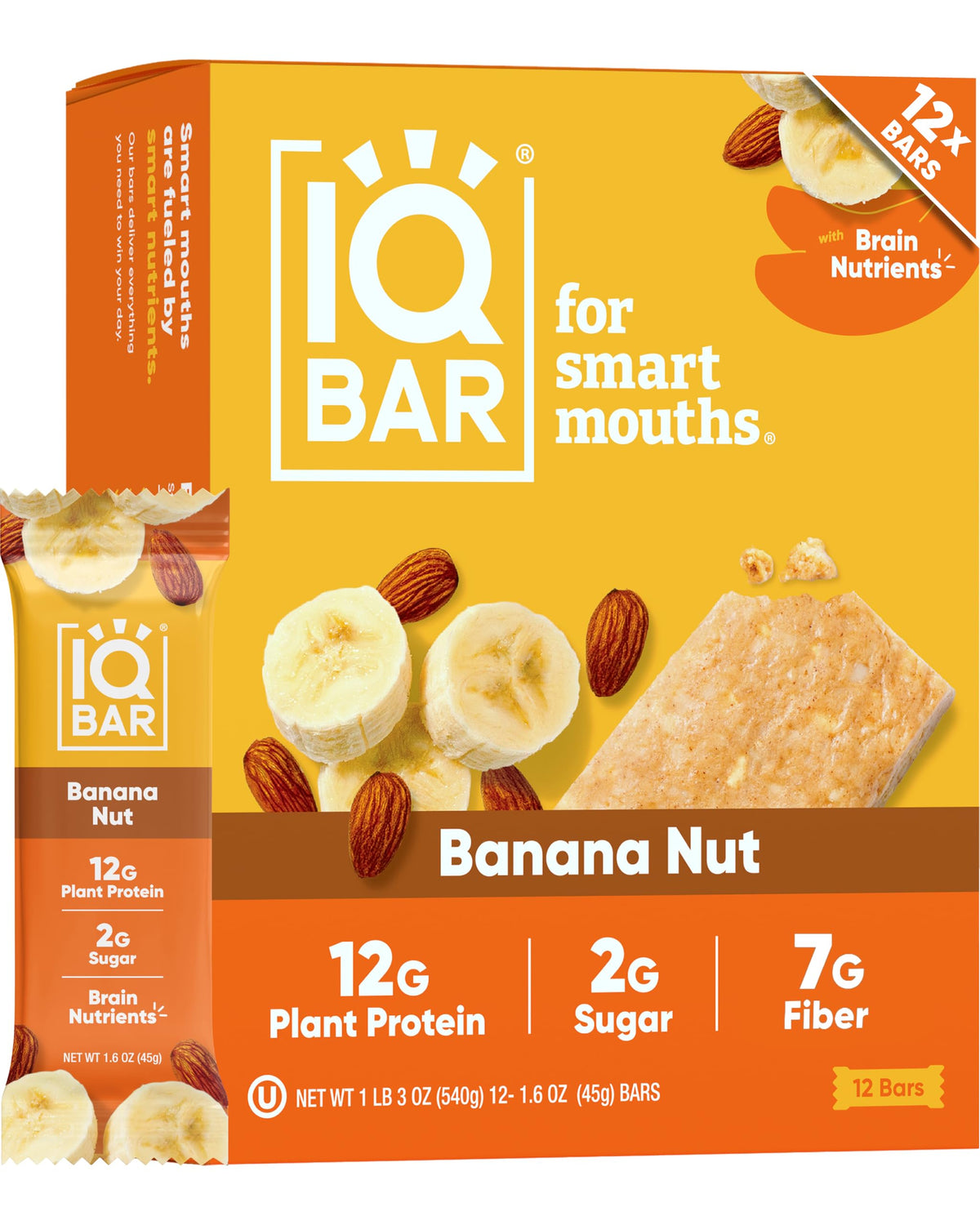 IQBAR Banana Nut bar front view, a convenient keto-friendly snack
