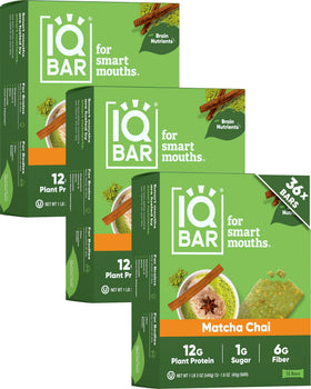 IQBAR Matcha Chai packaging highlights a clean-label, keto-friendly snack