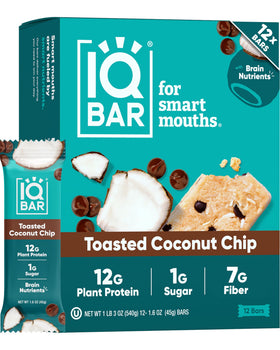 IQBAR Clean Plant Protein Bar with toasted coconut chip for steady energy