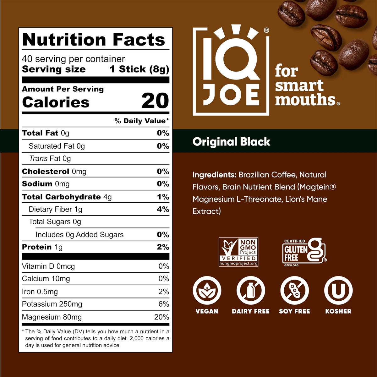 Iced mushroom coffee served with IQBAR IQJOE Original Black for refreshing clarity