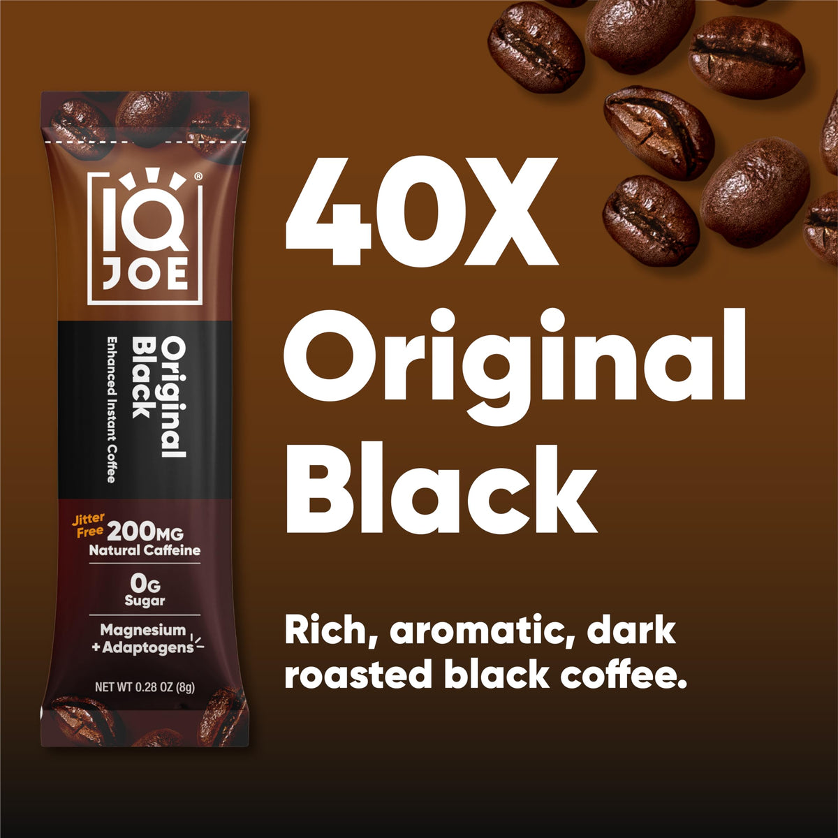 Hot water pour over IQBAR IQJOE Original Black stick pack for warm focus