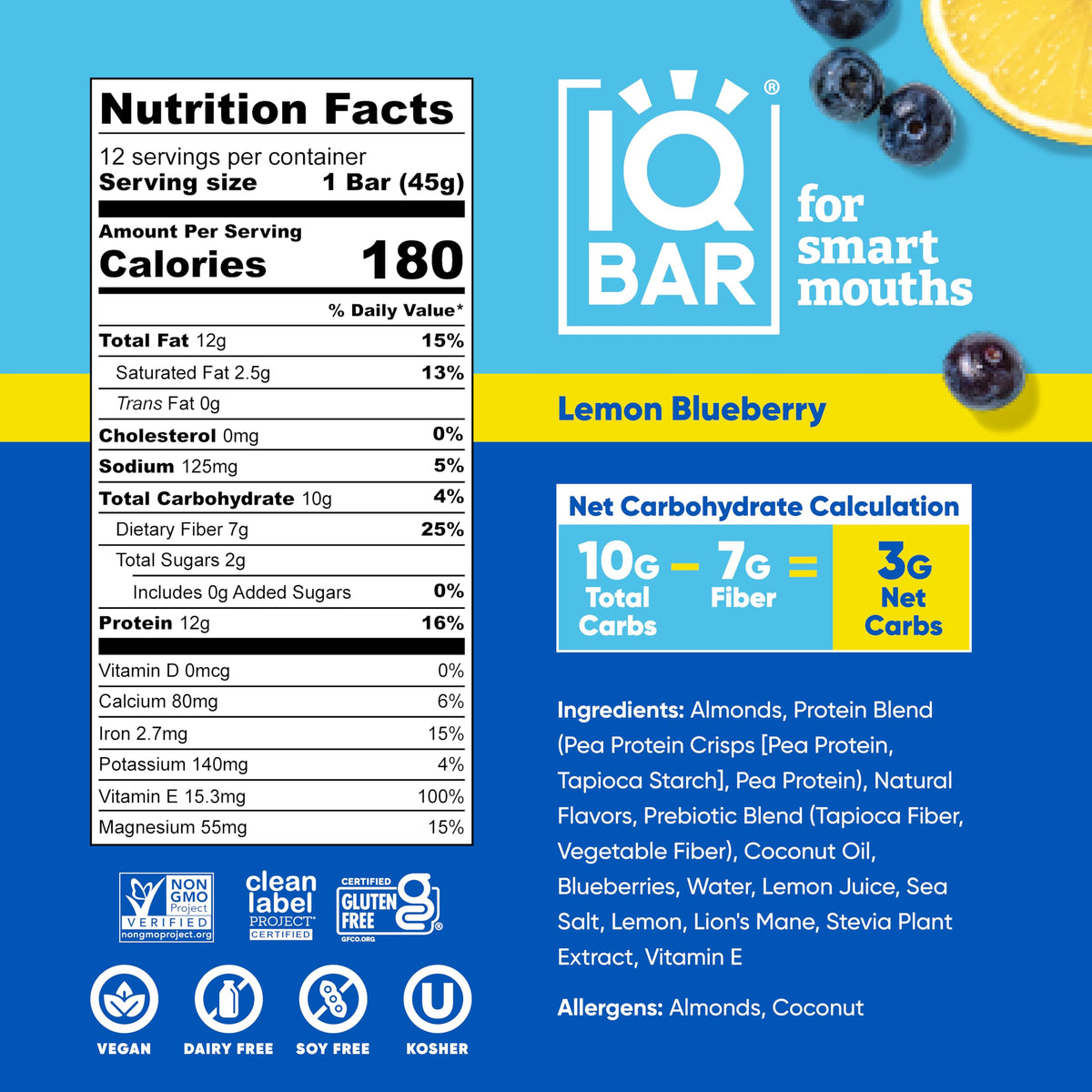 IQBAR Lemon Blueberry bite emphasizes flavor and clean label for keto diets.
