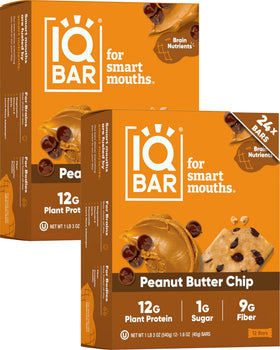 IQBAR Peanut Butter Chip bar on a desk, ready for focused work.