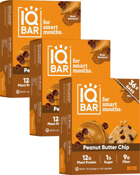 IQBAR Peanut Butter Chip bar front view for a convenient keto-friendly snack