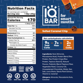 IQBAR Plant Protein Bar ingredients showcase vegan, gluten-free, dairy-free formula for versatile diets.