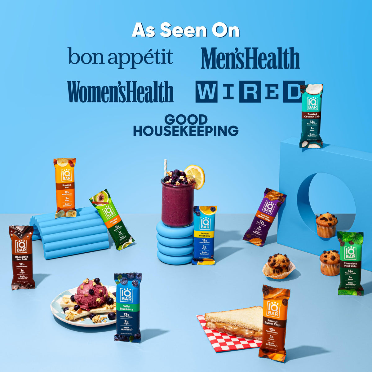 IQBAR Wild Blueberry bar ingredients list showcasing vegan, gluten-free options