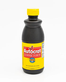 IRE Autocrat Coffee Syrup 16oz bottle for rich coffee milk at home.