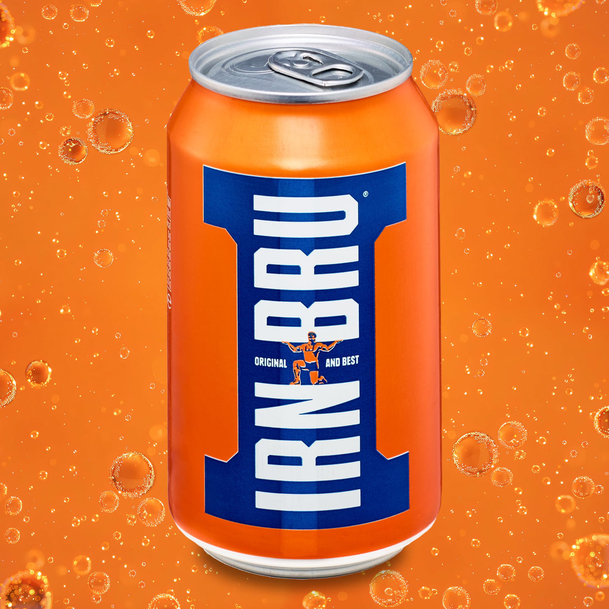 IRN-BRU Original can poured into glass for a refreshing moment