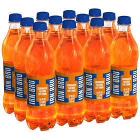IRN-BRU original bottle 16.9 oz delivering a refreshing citrus flavor for gatherings.