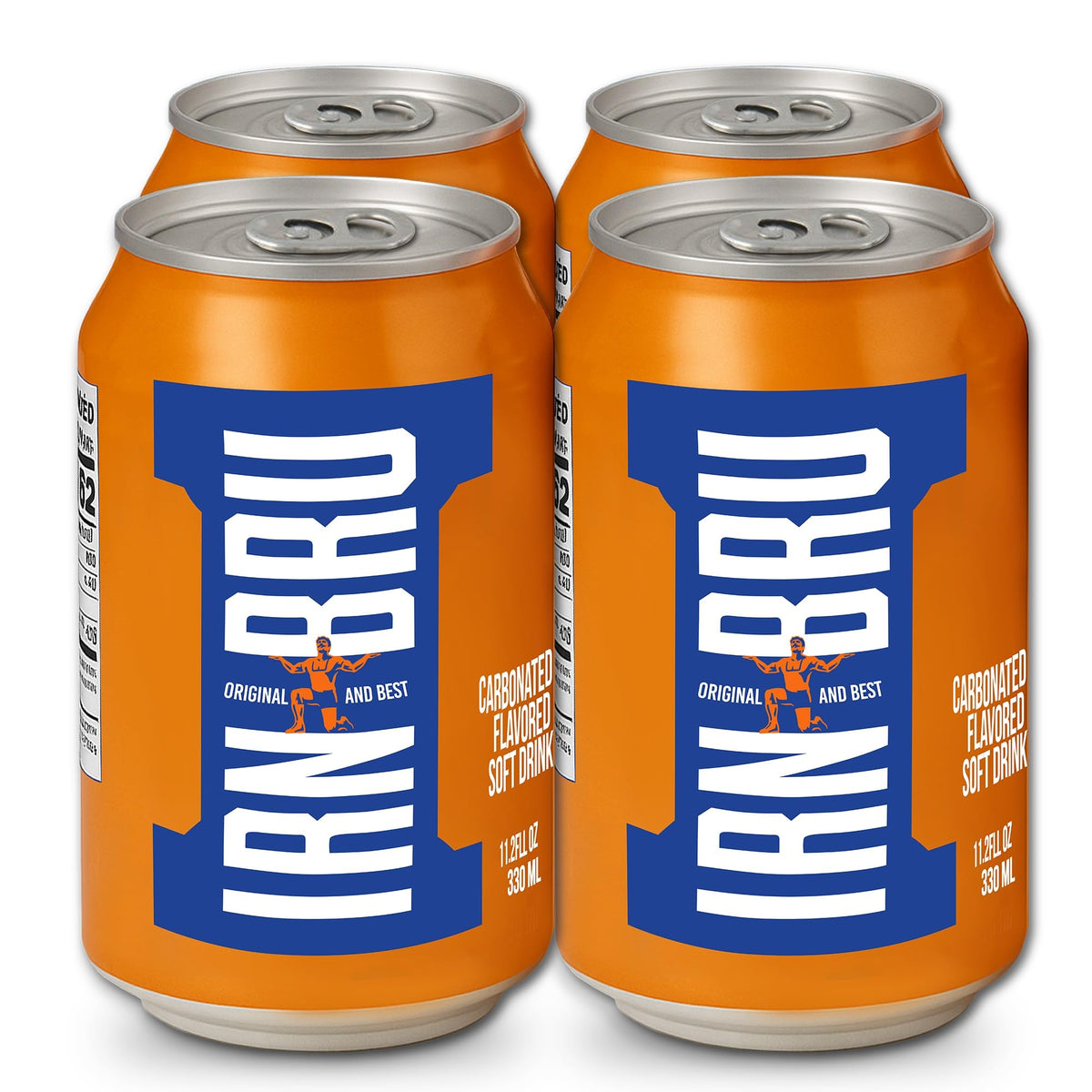 IRN-BRU Original sparkling soda can front with bold citrus flavor for a refreshing break.
