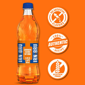IRN-BRU original bottles in the fridge ready for refreshment.