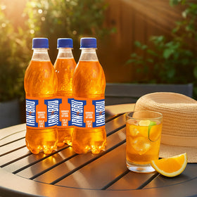 IRN-BRU original label closeup highlighting the 32-flavor secret blend.
