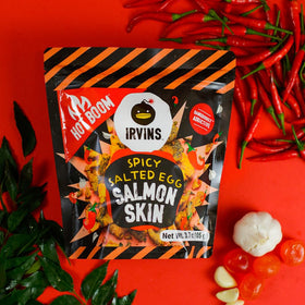 IRVINS keto-friendly high protein salmon skin chips suitable for low-carb snacking.