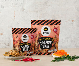 Irvins multi-pack of salted egg salmon skin chips for on-the-go.