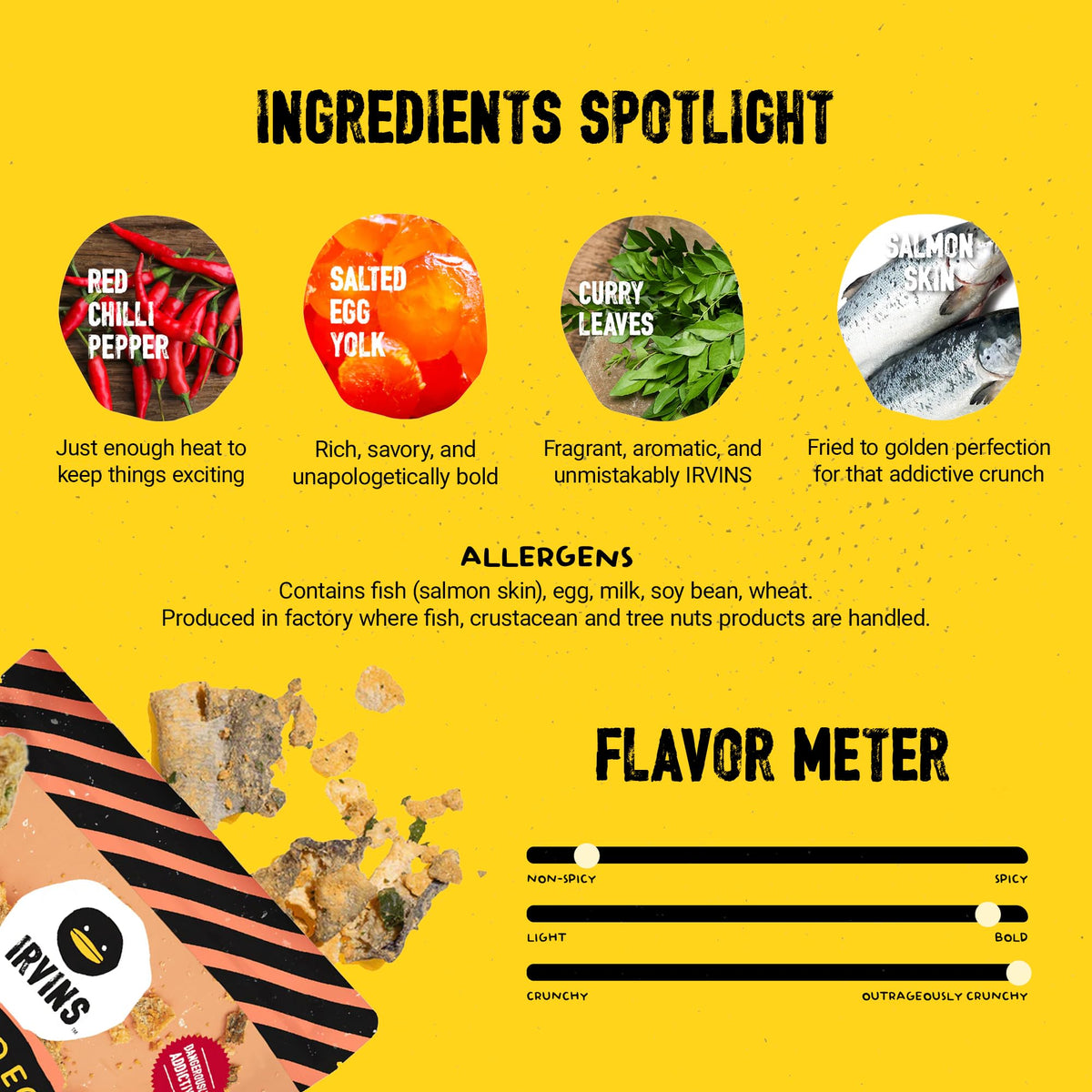 Irvins Salted Egg Salmon Skin Chips on hand, ideal savory snack for travel and gym days.