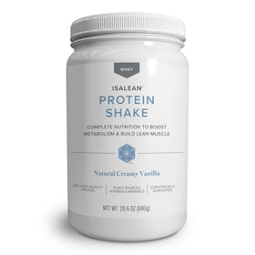 Isagenix IsaLean protein shake bottle with vanilla flavor for nutritious meal replacement.
