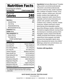 Isagenix IsaLean Protein Shake in glass showcasing chocolate mint flavor for on-the-go hydration.
