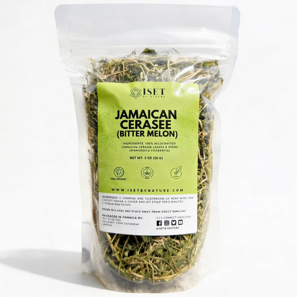 Iset By Nature Cerasee bush tea pack with dried leaves for a refreshing brew.