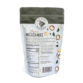 Island Harvest macadamias ingredients panel—organic, non-GMO, gluten-free