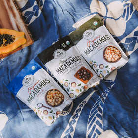 Island Harvest organic macadamia nuts label – Hawaii-sourced quality