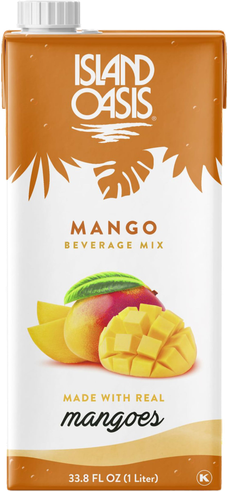 Island Oasis Mango Mix bottle front shows real mango flavor and clean label for cocktails.