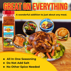 Island Spice All Purpose Seasoning sprinkled on steak for rich flavor enhancement