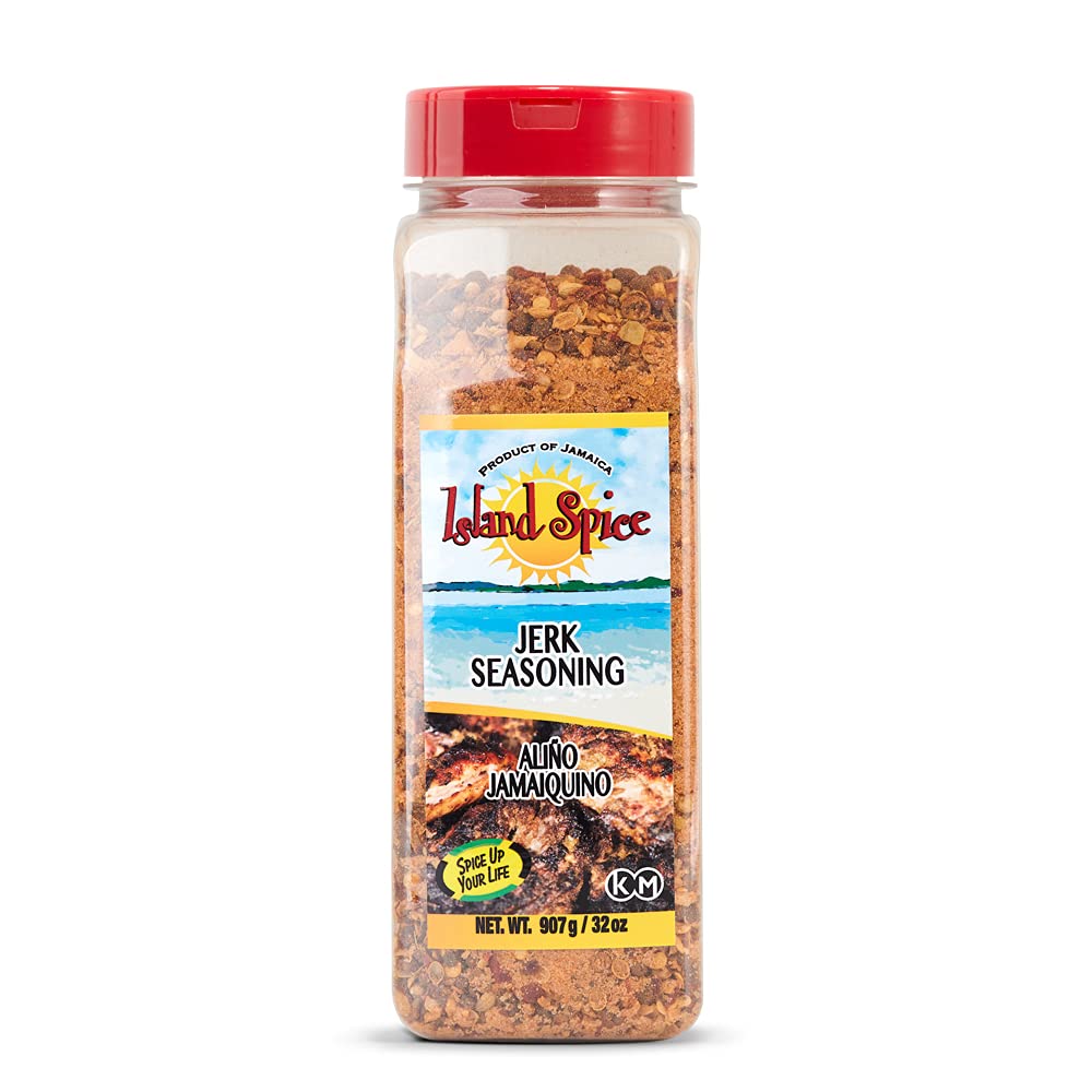 Island Spice Jerk Seasoning bottle showcases bold Jamaican flavor for versatile cooking