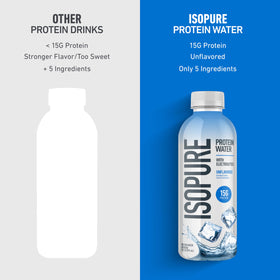Fridge display shows ready-to-drink bottle for post-workout refreshment.