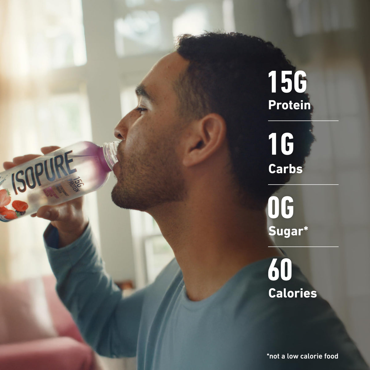 Isopure Clear Protein Water on-the-go packaging—convenient protein boost.