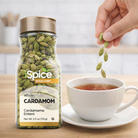 iSpice Cardamom Seeds on a cutting board, ideal for gourmet flavor experiments.