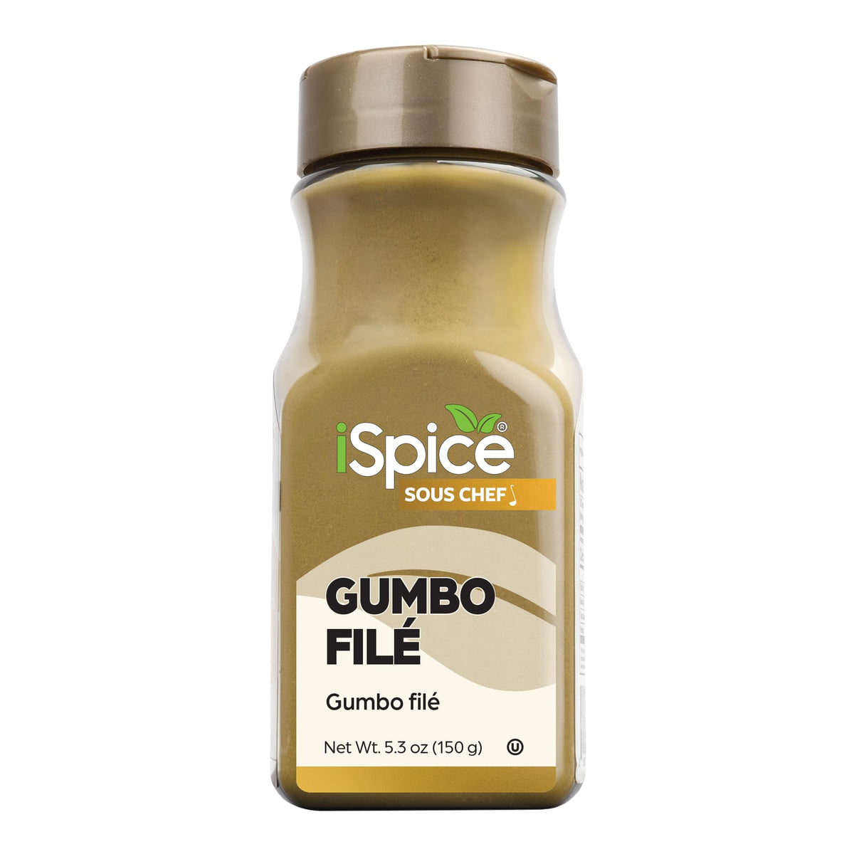 iSpice Gumbo Filé Powder packaging signals USA-made quality.