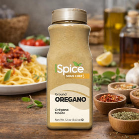 iSpice Oregano Ground closeup powder shows fine texture and vibrant color.