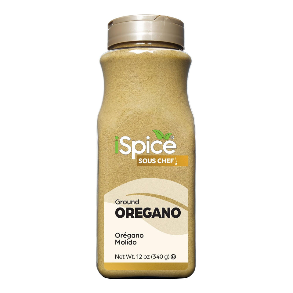 iSpice Oregano Ground in a jar boosts everyday meals with bright, savory aroma.