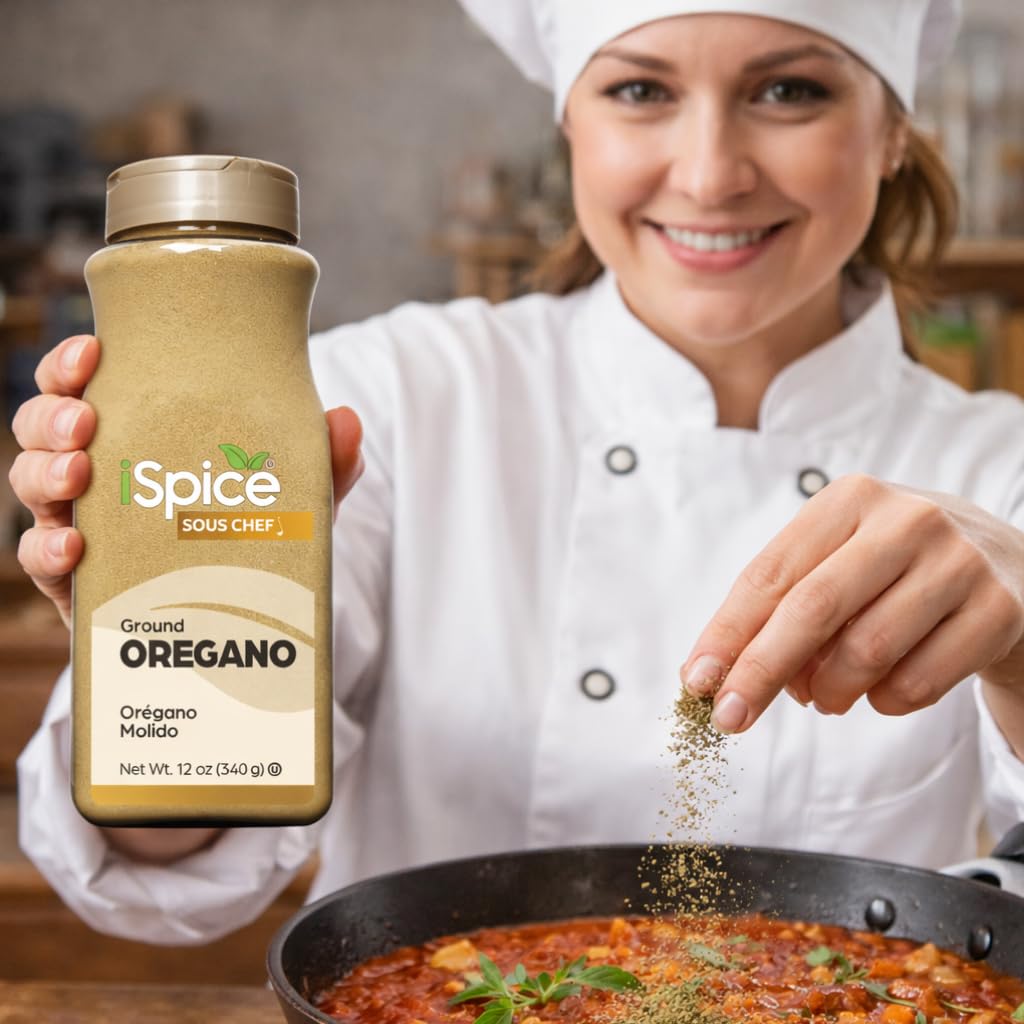 iSpice Oregano Ground seasoning dish adds aroma to recipes.