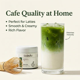 Isshiki Matcha smoothie-ready powder adds color and sustained energy for blends