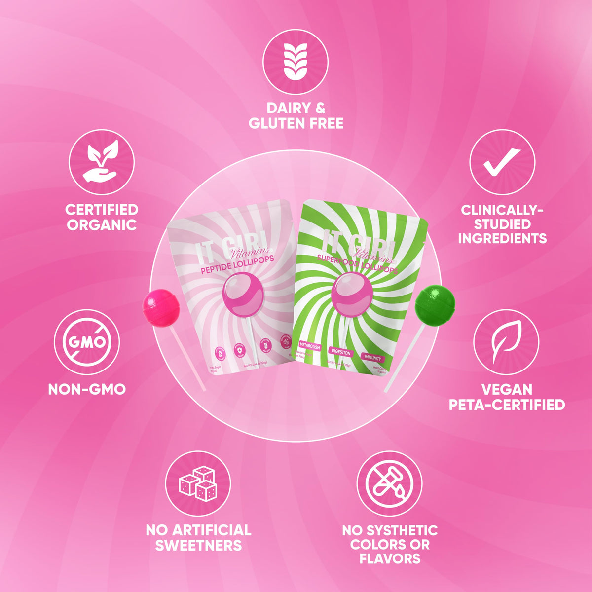 It Girl Vitamins individually wrapped lollipops