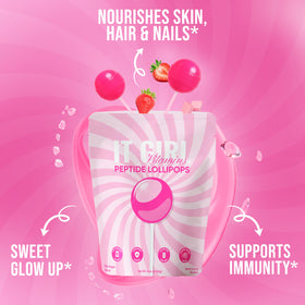 It Girl Vitamins organic pouch packaging lollipop