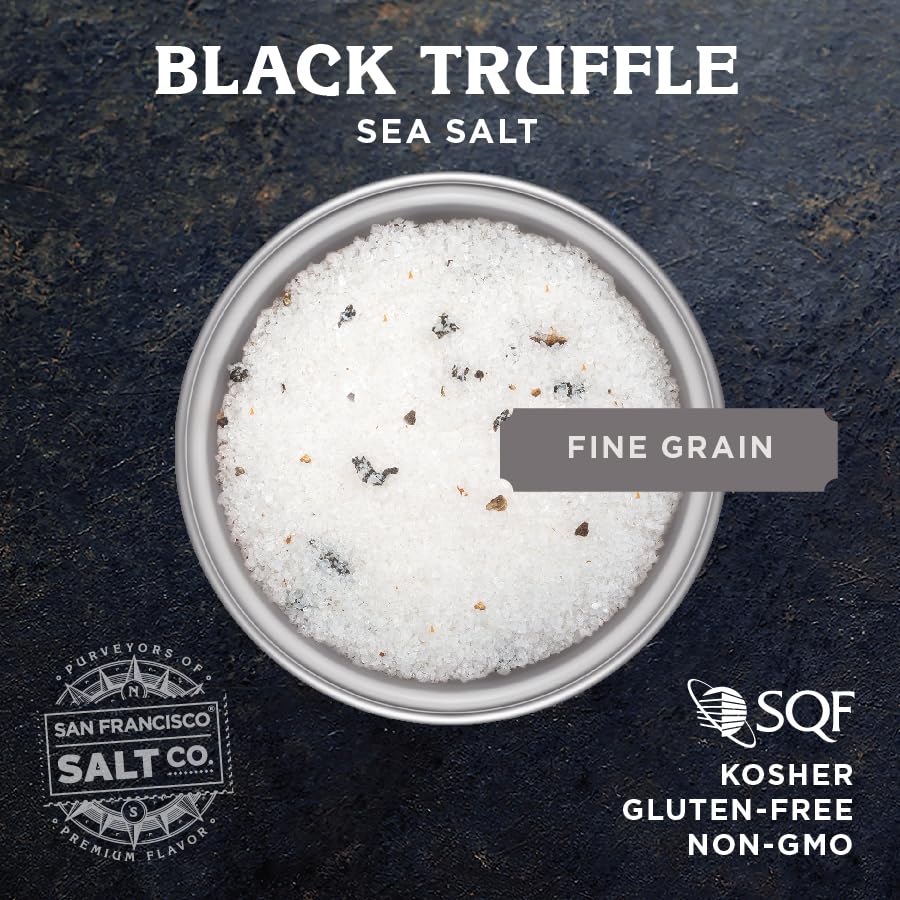 Italian Black Truffle Sea Salt crystal close-up highlighting gourmet aroma