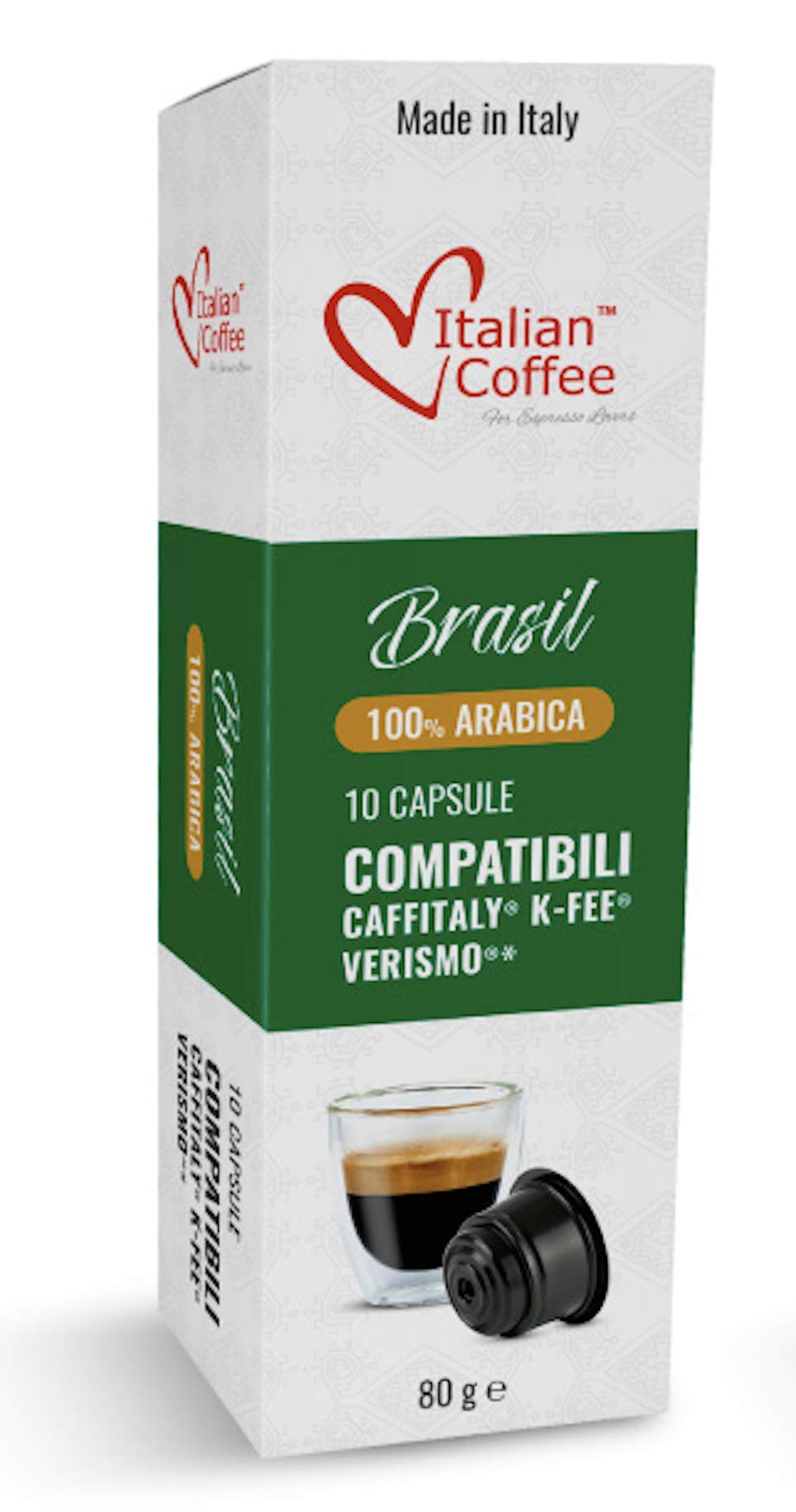 Italian Coffee for Espresso Lovers Brazil blend box front showing rich aroma and authenticity