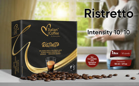 Italian Coffee for Espresso Lovers Dark roast pods show bold brew ready to extract.